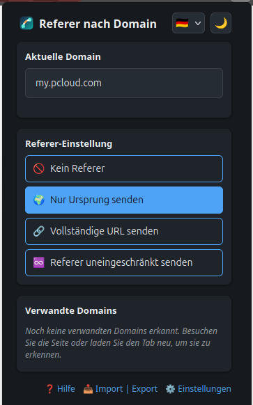 The same popup in dark theme